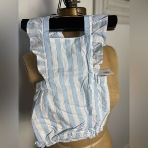 Janie and Jack white, blue and silver striped onesie NWT 6/12